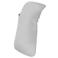 A translucent, curved sheet of clear material serves as a Large Replacement Door for Hooded Wave Litter Pans by Petmate. It has two small side attachment clips. The surface is smooth and slightly reflective.
