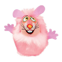 The FAT CAT Classic Fluff Bunnies Cat Toy by Fatcat is a fluffy pink bunny featuring large ears, wide yellow eyes, and a cartoon face. Its fuzzy body is perfect for cuddles, while its organic catnip filling keeps your cat entertained and active!.